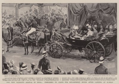 De aankomst van de nieuwe onderkoning in India, voorbereidingen om naar het regeringshuis te vertrekken na de landing in Bombay door Frank Dadd
